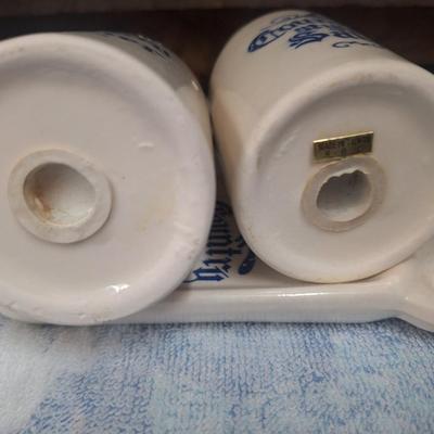 Country style salt and pepper shaker and tray