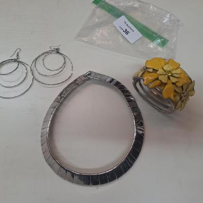 earrings, bracelet and necklace