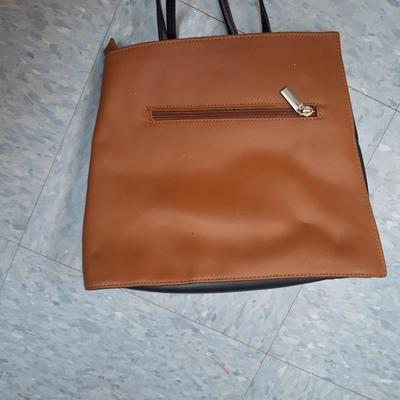 brown and black handbag
