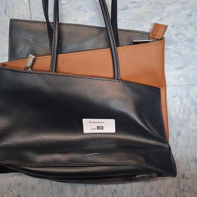 brown and black handbag