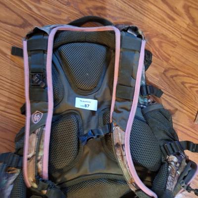 Pink and Camo Game winner backpack