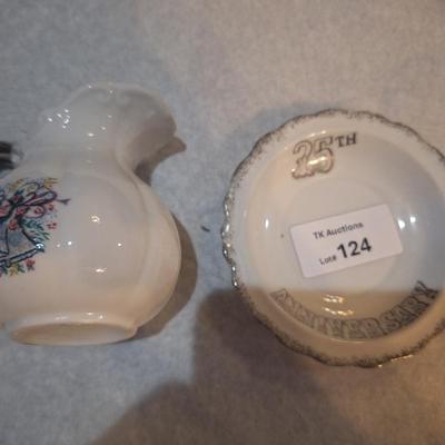 25th anniversary creamer and plate