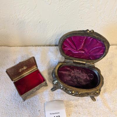 2 Metal Felt lined trinket boxes