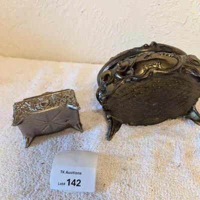 2 Metal Felt lined trinket boxes