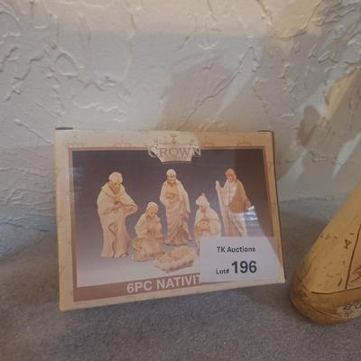 mini nativity scene and angels
