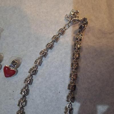 Jewelry set- necklace, bracelet and earrings, red hearts- Premiere designs