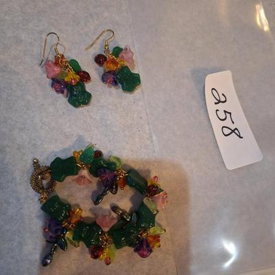 Frog bracelet and earrings