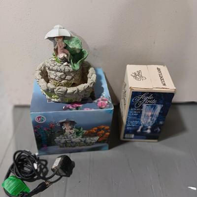 TABLETOP FOUNTAIN AND A NEW ROXMOR TORCH LAMP