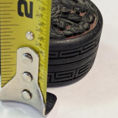 Vintage Chinese Hand Carved Lacquer Cinnabar Black & Red Box