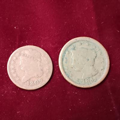 1809 HALF CENT AND 1851 LARGE CENT