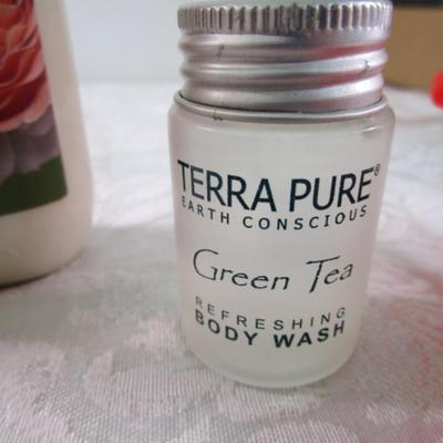 Sale Photo Thumbnail #56: 4 bars Ivory soap, hand sanitizer with purse hanger, Grove Co. Handcrafted soap bar-peppermint, Rose body lotion by Bath & Body Works, 2 tubes hand cream, green tea body wash