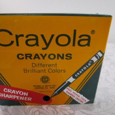 Sale Photo Thumbnail #462: Chalk is 12 sticks each (one box is white chalk, the other is colored), 64 pk of Crayola Crayons with sharpener
