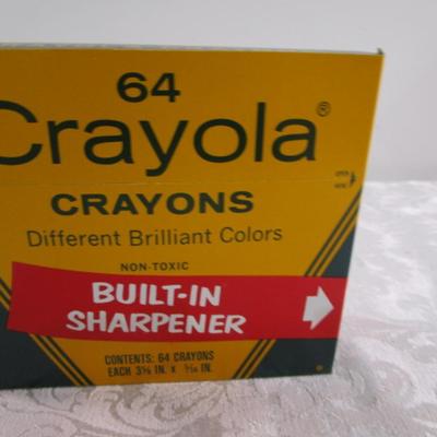 Sale Photo Thumbnail #471: Chalk is 12 sticks each (one box is white chalk, the other is colored), 64 pk of Crayola Crayons with sharpener