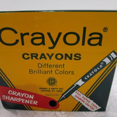 Sale Photo Thumbnail #472: Chalk is 12 sticks each (one box is white chalk, the other is colored), 64 pk of Crayola Crayons with sharpener