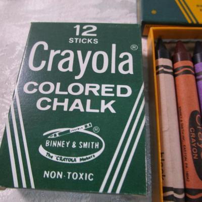 Sale Photo Thumbnail #481: Jumbo Crayons have 8 per box, Chalk is 12 sticks each (one box is white chalk, the other is colored),