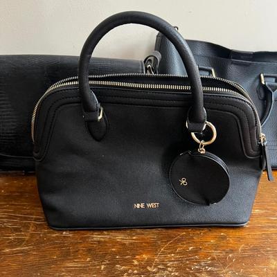M498 Lot of Three Faux Leather Black/Gold Bags