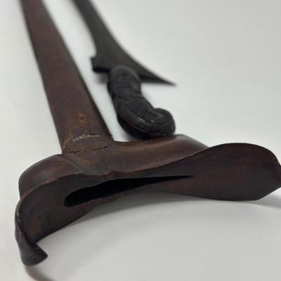 Sale Photo Thumbnail #320: Antique Keris Kris Javanese sword with wood sheath.
Overall length 18”