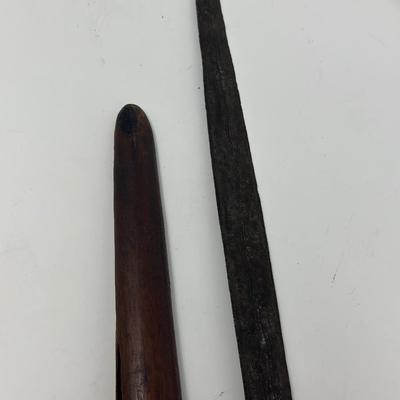 Sale Photo Thumbnail #323: Antique Keris Kris Javanese sword with wood sheath.
Overall length 18”