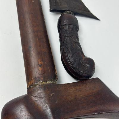 Sale Photo Thumbnail #321: Antique Keris Kris Javanese sword with wood sheath.
Overall length 18”