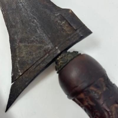 Sale Photo Thumbnail #325: Antique Keris Kris Javanese sword with wood sheath.
Overall length 18”