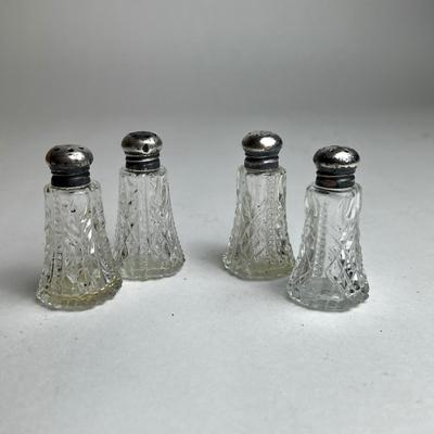 PR519 .925 Sterling Cut Crystal Salt & Pepper Shakers
