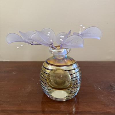 PR520 Art Glass Perfume Bottle with Glass Leafs