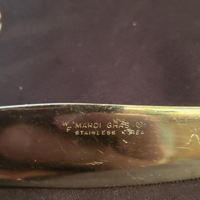 Mardi Gras Silverware Set & NIB Steak Knives (K-KD)