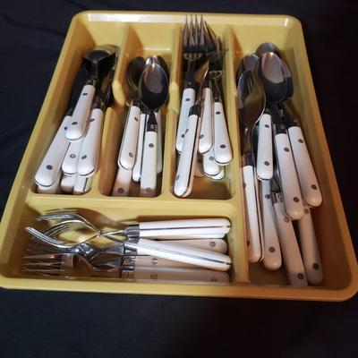 Mardi Gras Silverware Set & NIB Steak Knives (K-KD)