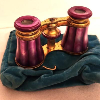 Lot #81 Vintage Set of LaMarie Opera Glasses - Unusual purple-ish Mother of Pearl