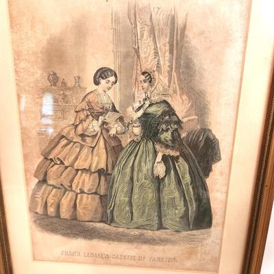Lot #82 Leslie Fashion Magazine - Colored Fashion Plates, Framed - 1860s