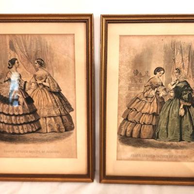 Lot #82 Leslie Fashion Magazine - Colored Fashion Plates, Framed - 1860s