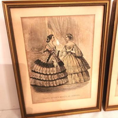 Lot #82 Leslie Fashion Magazine - Colored Fashion Plates, Framed - 1860s