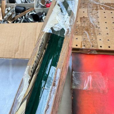 Sale Photo Thumbnail #21: This is the kind of set up you need to sell at a crafts show booth. You get the large fabric to cover the tables, a large gold and glass show case with mirror back in its carrying case. a large glass case, 22X24  and the hardware to put it together. high 