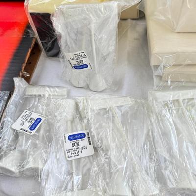 Sale Photo Thumbnail #7: This is the kind of set up you need to sell at a crafts show booth. You get the large fabric to cover the tables, a large gold and glass show case with mirror back in its carrying case. a large glass case, 22X24  and the hardware to put it together. high 