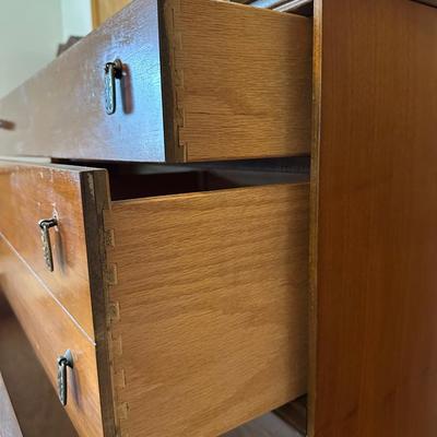 Bassett “Mayan” Mid Century Modern Highboy Vintage Dresser & Headboard