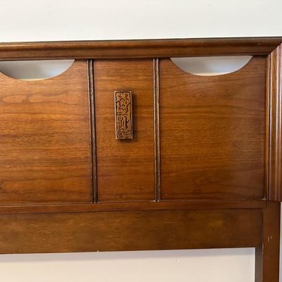 Bassett “Mayan” Mid Century Modern Highboy Vintage Dresser & Headboard