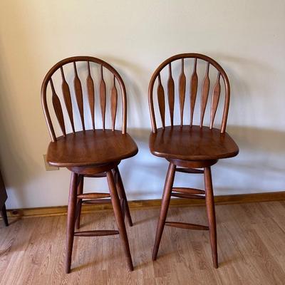 Pair of Wooden Swivel Bar Stools – 29” Seat Height