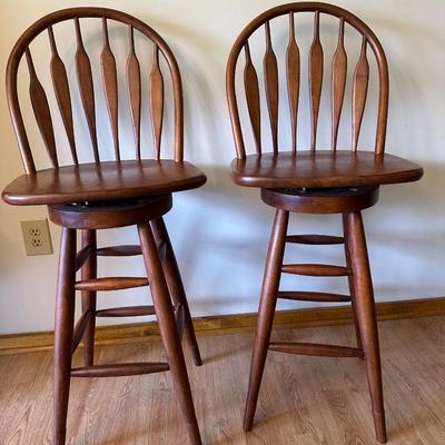 Pair of Wooden Swivel Bar Stools – 29” Seat Height