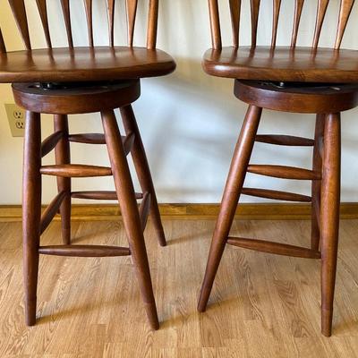 Pair of Wooden Swivel Bar Stools – 29” Seat Height