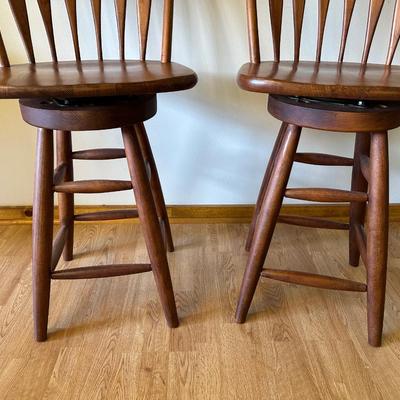 Pair of Wooden Swivel Counter Stools – 24” Seat Height