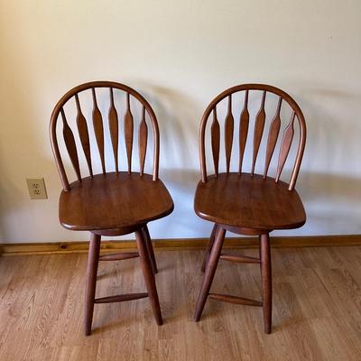 Pair of Wooden Swivel Counter Stools – 24” Seat Height