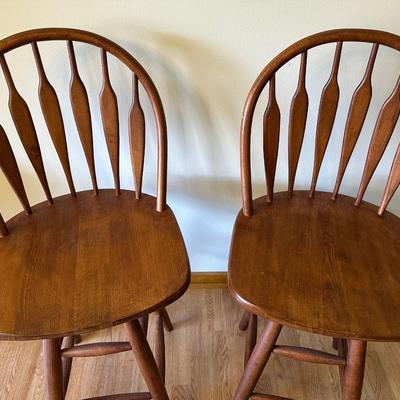 Pair of Wooden Swivel Counter Stools – 24” Seat Height
