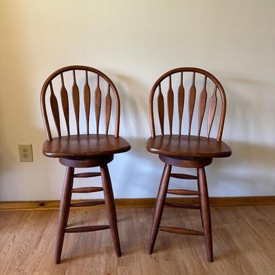 Pair of Wooden Swivel Counter Stools – 24” Seat Height
