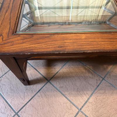 Wooden Coffee Table with Glass Top