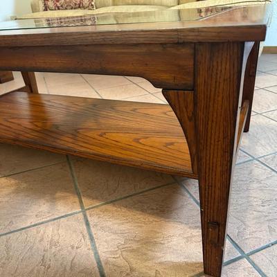Wooden Coffee Table with Glass Top