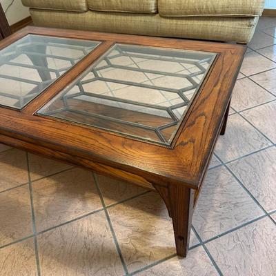 Wooden Coffee Table with Glass Top