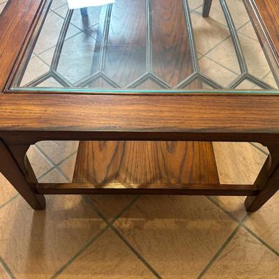 Wooden Coffee Table with Glass Top