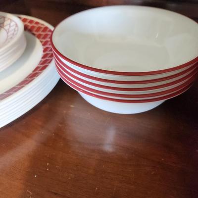 Corelle Vitrelle Made in USA Plates & Bowls + 8 Coffee Cups