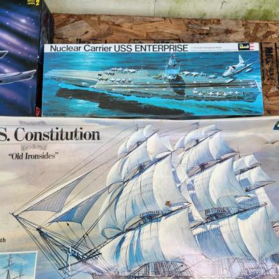 4 Vintage Models Star Trek U.S.S. Reliant , Star Wars, USS Enterprise, U.S.S. Constitution, Open Boxes for parts