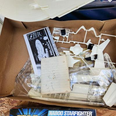 4 Vintage Models Star Trek U.S.S. Reliant , Star Wars, USS Enterprise, U.S.S. Constitution, Open Boxes for parts